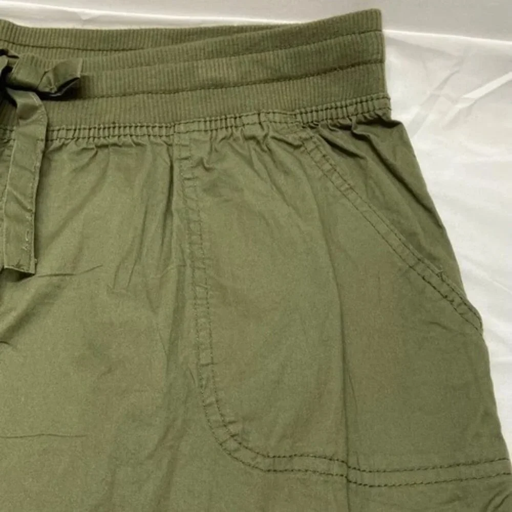 Woman Within Cargo Pants Women's 18W Olive Green Cotton Casual Roll Tab Cuff NWT
